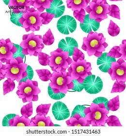 Lotus flower seamless pattern, Vector illustration design element