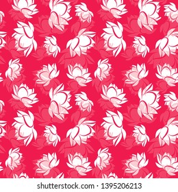 Lotus flower seamless vector pattern background