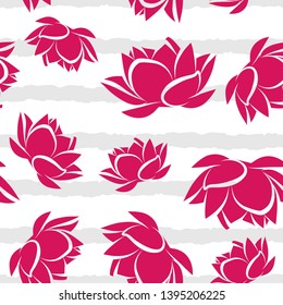 Lotus flower seamless vector pattern background