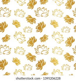 Lotus flower seamless vector pattern background