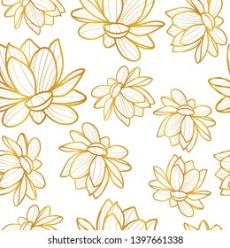 Lotus flower seamless vector pattern background