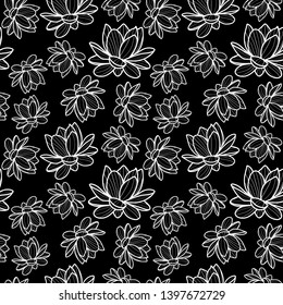 Lotus flower seamless vector pattern background