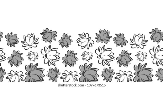 Lotus flower seamless vector pattern border