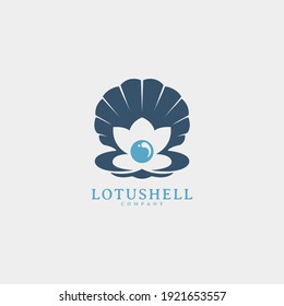 Lotus flower with seashell pearl logo design