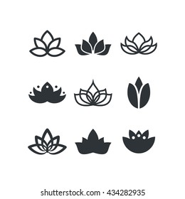 Lotus flower set icon.