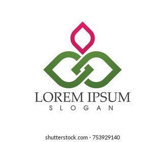 Lotus Flower Sign for Wellness, Spa and Yoga. Vector Illustration
