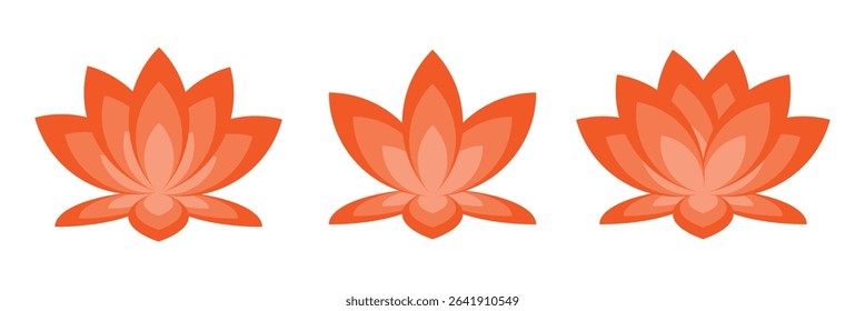 Lotus flower silhouette logo. Set black lotus symbol isolated on white background. Lotus icon, sign yoga and meditation for spa salon.