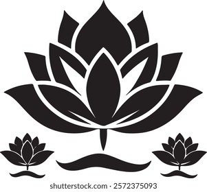 Lotus Flower Silhouette Vector for Yoga and Wellness.