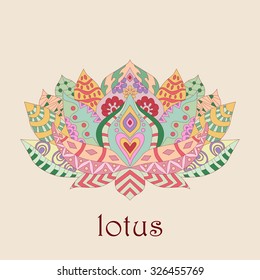 Lotus flower silhouette. Water lily. Oriental indian, chinese style. Zentangle element design for spa, yoga studio, t-shirt print, tattoo, hotel and resort.
