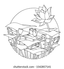 Lotus Flower, Simple Hand Drawn Illustration, Isolated Vector