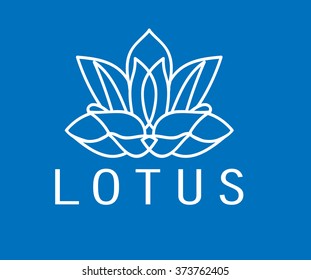 Lotus flower simple logo vector, Hand drawn flower silhouette, isolated yoga and meditation studio logo, lotus sign or symbol, flat modern style