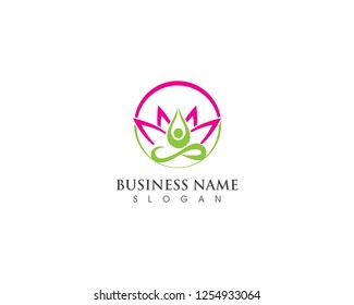 Lotus flower with spa and yoga logo template 