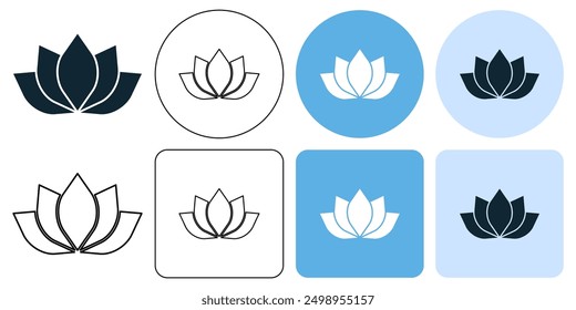 Lotusblume, spirituell gesunder Lebensstil, Spa und Yoga, Lotusblüten Gleichgewicht Harmonie Symbol Symbol ui und ux Design, Glyphen und Strich Linie Symbol