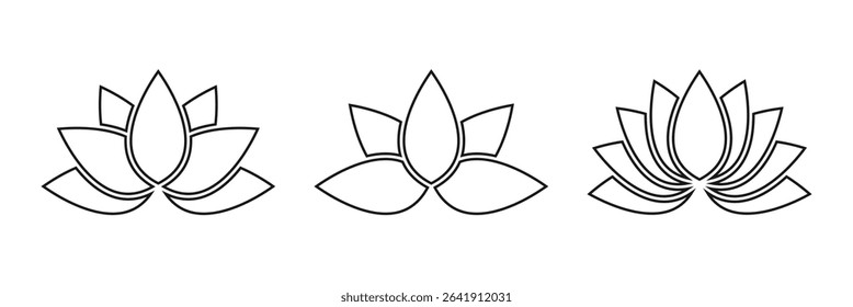 lotus flower, spiritually healthy lifestyle, spa and yoga, Lotus Blossoms balance harmony icon symbol ui and ux design, glyphs and stroke line icon