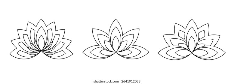 lotus flower, spiritually healthy lifestyle, spa and yoga, Lotus Blossoms balance harmony icon symbol ui and ux design, glyphs and stroke line icon