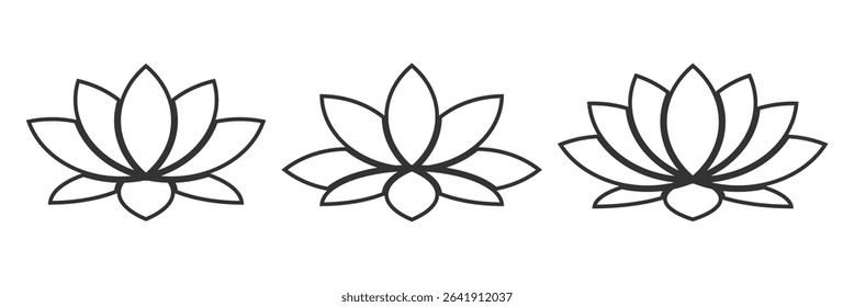 lotus flower, spiritually healthy lifestyle, spa and yoga, Lotus Blossoms balance harmony icon symbol ui and ux design, glyphs and stroke line icon