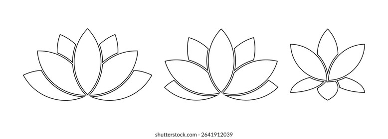 lotus flower, spiritually healthy lifestyle, spa and yoga, Lotus Blossoms balance harmony icon symbol ui and ux design, glyphs and stroke line icon