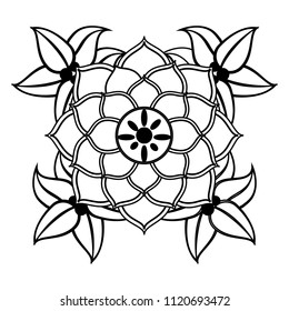 Lotus flower symbol in black and white