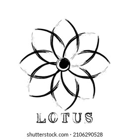 Lotus flower symbol with brush stroke design.