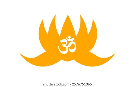 Lotus flower with Symbol of Hinduism. Lotus Blossoms. Vector