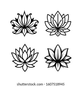 Lotus Flower Symbols Set Monochrome Stylish Stock Vector (Royalty Free ...