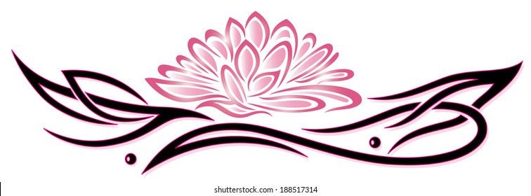 Lotus flower, tribal and tattoo style