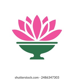 Lotus flower vase vector image illustration