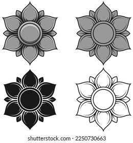 Lotus flower vector design, lotus floral motifs for drawing and tattoo, Oriental and Indian style decoration