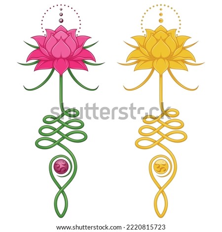 Lotus Flower Vector Design with Unalome hindu symbol, yoga and induism symbol, lotus flower motifs for tattoo Stock photo © 