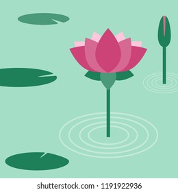Lotus flower. Vector flat illustration.