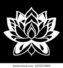 Lotus flower vector icon. Black and white lotus flower vector icon.