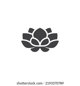 Icono del vector de flor de Lotus. signo plano relleno para concepto móvil y diseño web. Lotus deja un icono de glifo. Símbolo, ilustración del logotipo. Gráficos vectoriales