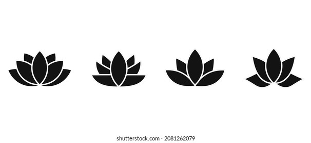 Lotus flower vector icons set. Simple lotus symbol