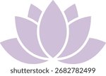 Lotus flower vector illustration in soft purple color, symbol of purity, spirituality, meditation, and wellness design.
