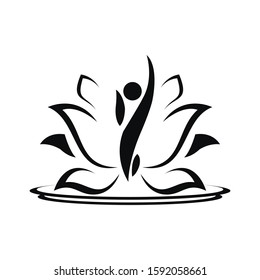 Lotus flower vector logo icon  Spiritual simple isolated silhouette symbol sign