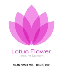 Lotus flower vector logo isolated on white background, pink lotus flower icon