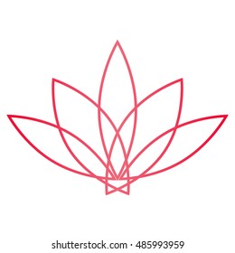 Lotus flower vector logo. Pink contour illustration isolated