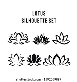 Lotus flower vector logo Set icon Spiritual simple isolated silhouette symbol sign