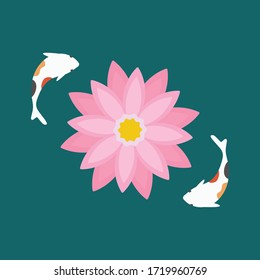 Lotus blume, Vektorhintergrund. freier Platz für Text.Hintergrund. Lotusblume und Koi Fische.