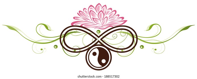 Lotus flower with yin and yang symbol