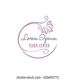 Lotus Flower Yoga Beauty Center Logo, Sign, Icon Vector Design, Template