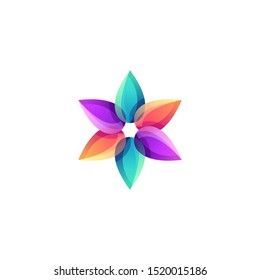 lotus flower yoga colorful logo design vector
