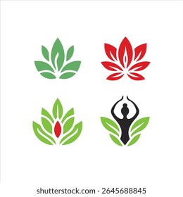 Lotus Flower and Yoga Icons – Nature Wellness Vector Set
