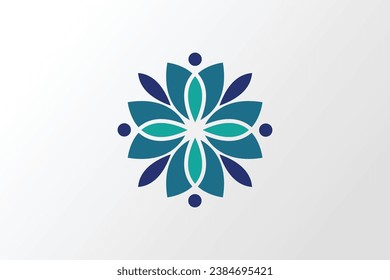 Lotus flower yoga logo design vector.