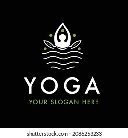 Lotus flower yoga logo flat icon isolated on background