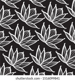 Lotus flowercomplex monochrome design. Vector illustration of beatiful textured lotus' template.