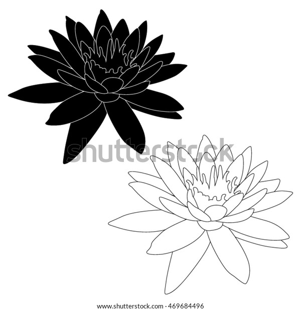 Lotus Flowers Black White Silhouettes Set Stock Vector Royalty Free 469684496 Shutterstock 6824