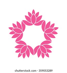 Lotus Flowers circle.Watercolor style. Vector graphic design