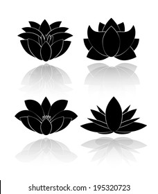 Lotus flowers icons on white background, vector illustration