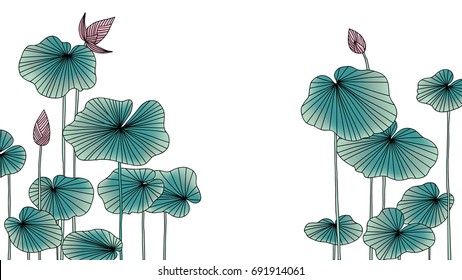 Lotus Flowers With Leaves Background